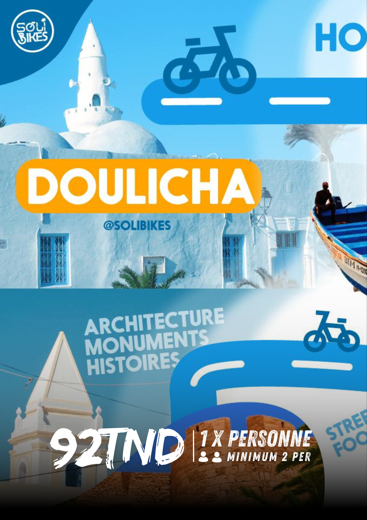 Doulicha : Tour à pied + vélo à Djerba Houmt Souk