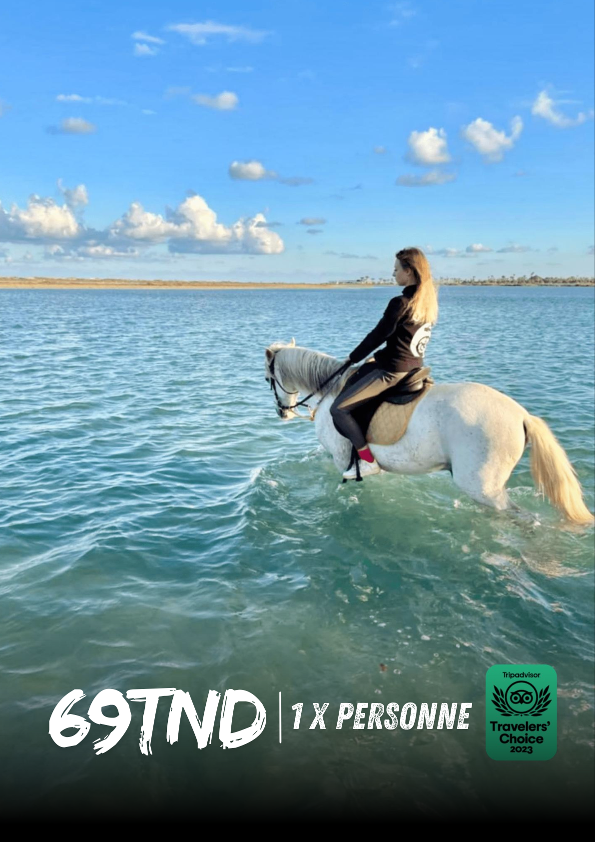 Balade à cheval 01 heure campagne et plage à Djerba - Personne (3 ans et +)