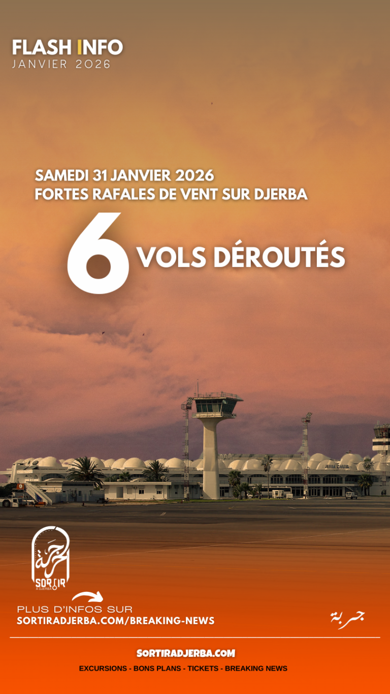 Fortes rafales de vent : six vols déroutés à l’arrivée à Djerba le 31 janvier 2026