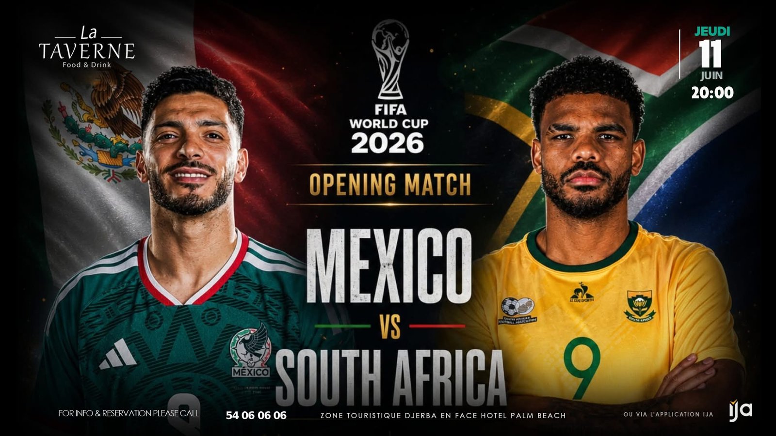 Taverne Djerba : Mexico vs South Africa - Coupe du Monde 2026
