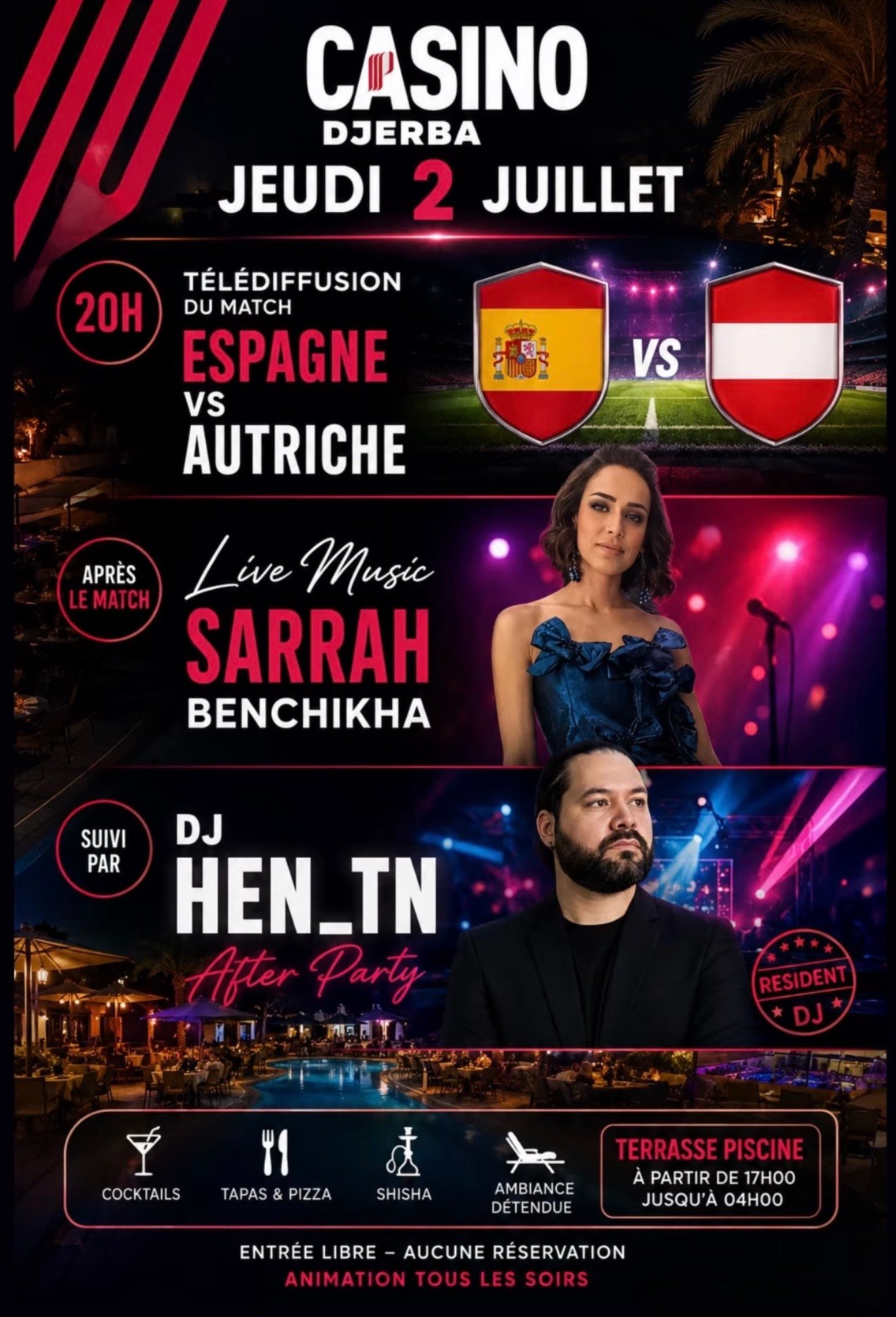 Le Grand Casino Djerba : Sarah Bench & Dj Hen