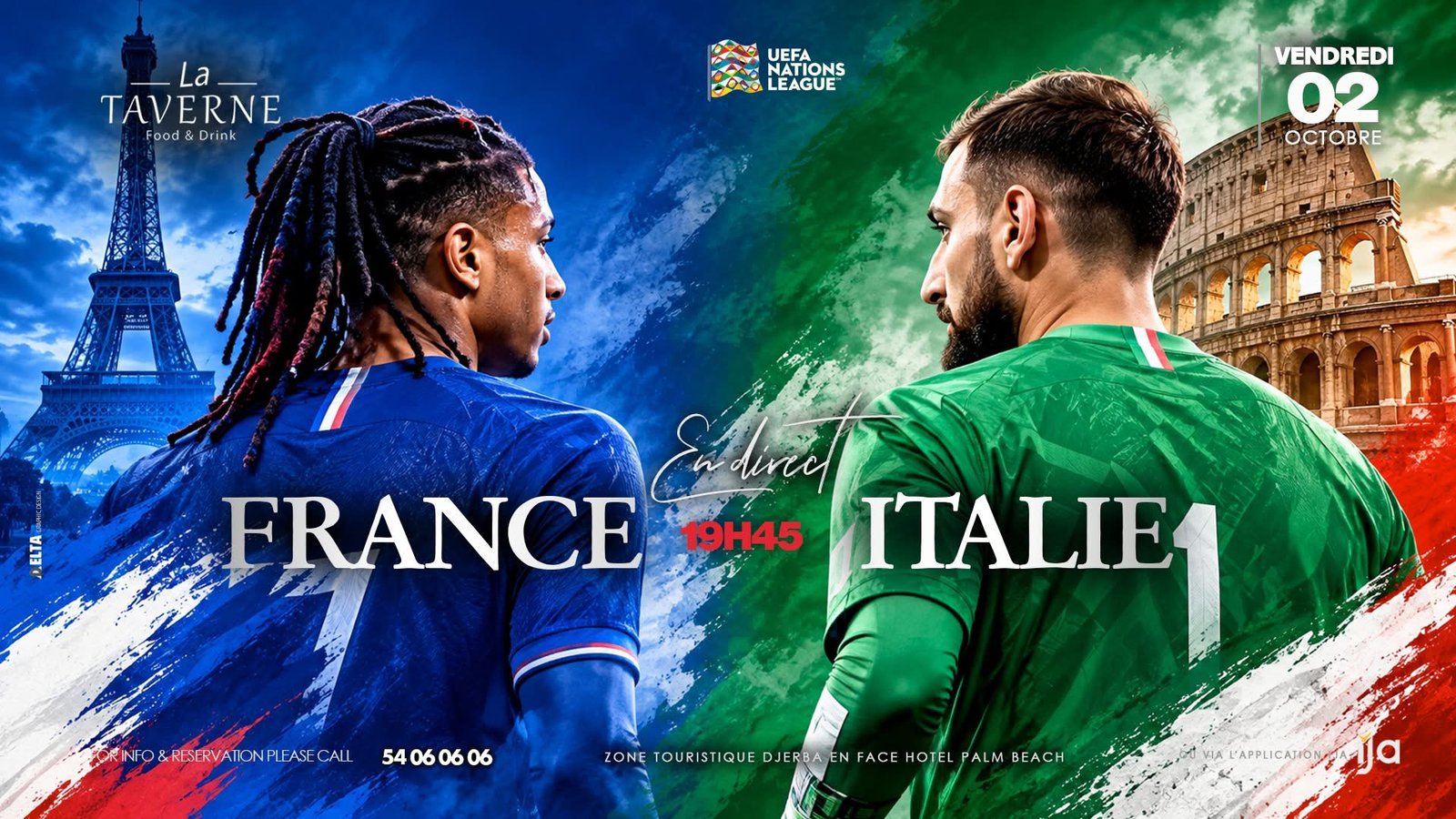 Taverne Djerba : France vs Italie